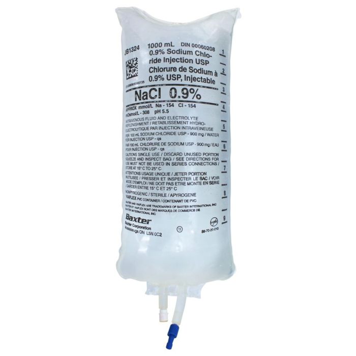 Baxter Sodium Chloride 0.9% IV Solution – 1000mL (Normal Saline) - Buy Medical Supplies Online Canada
