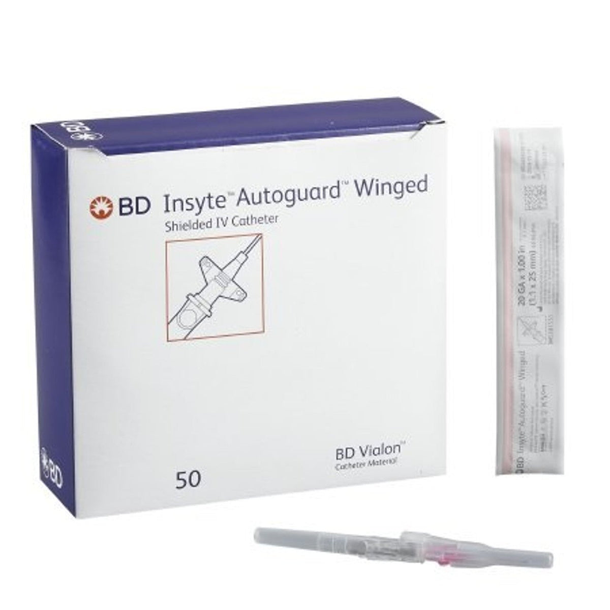20G BD Insyte Autoguard Shielded IV Catheter with Wings | BD-IV Catheters-Birth Supplies Canada