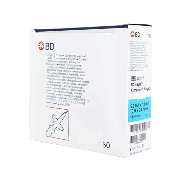 22G BD Insyte Autoguard Shielded IV Catheter with Wings | BD-IV Catheters-Birth Supplies Canada