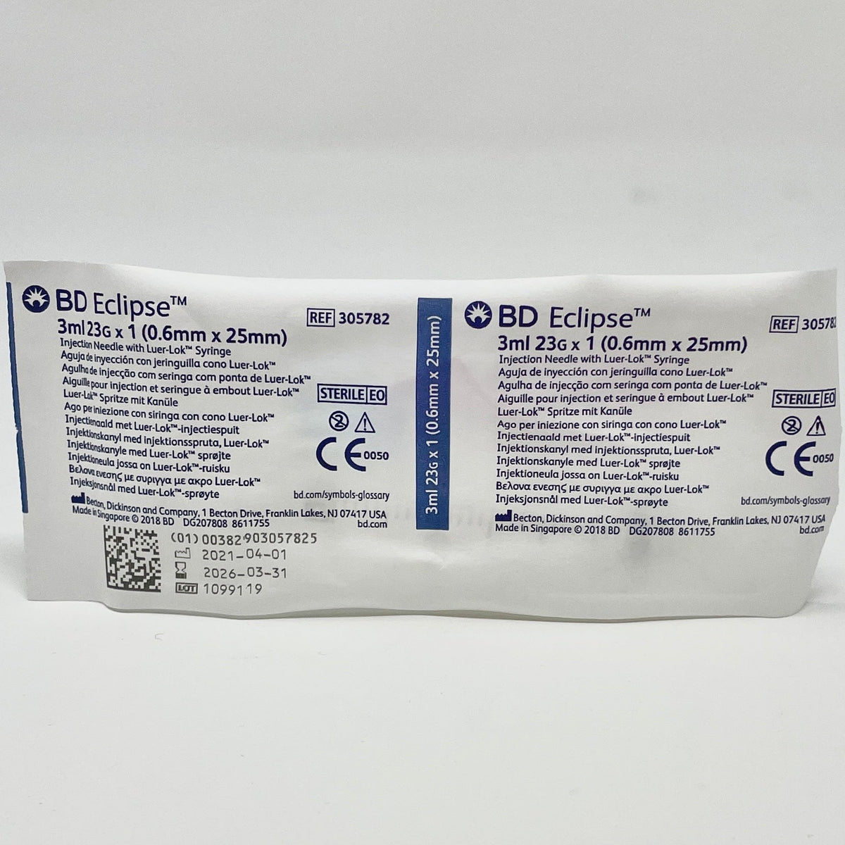 23G BD Eclipse Safety Syringe 3 mL with Attached Needle | BD-Needles-Birth Supplies Canada