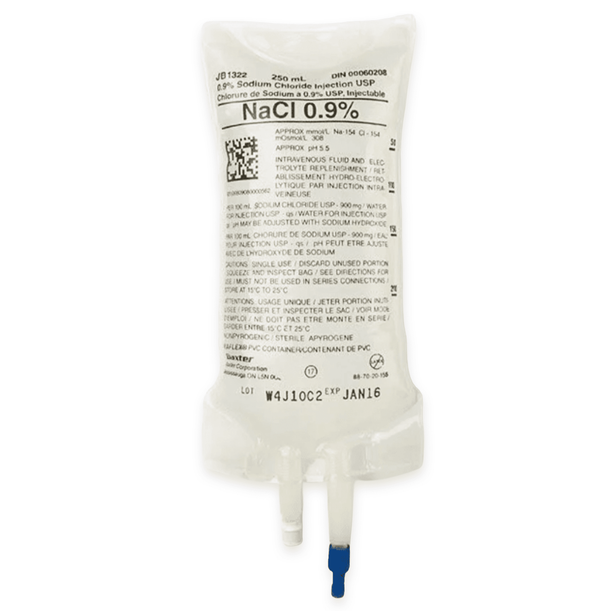 250ml Sodium Chloride 0.9% | BAXTER-IV Solutions-Birth Supplies Canada