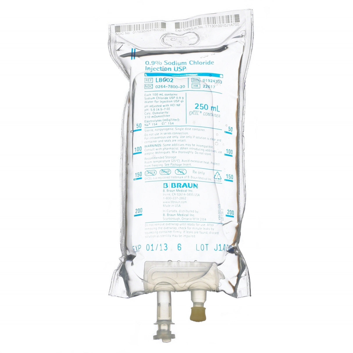 250ml Sodium Chloride 0.9% | BRAUN-IV Solutions-Birth Supplies Canada