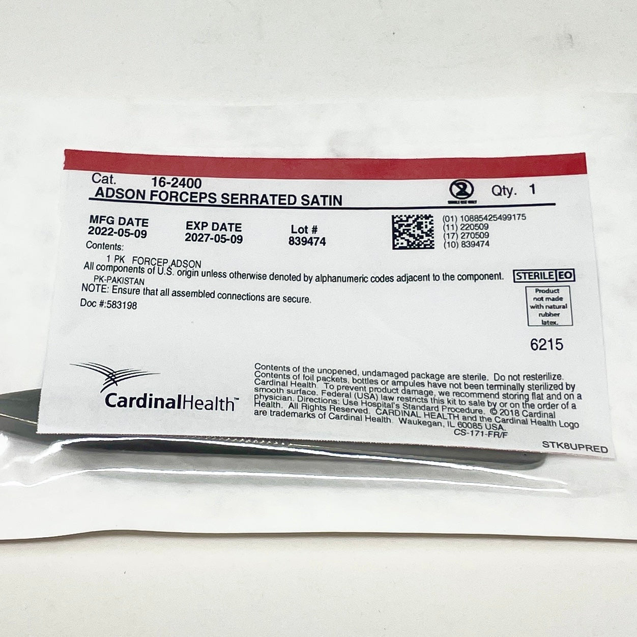 Adson Dressing Forceps ~ STERILE-Instruments-Birth Supplies Canada