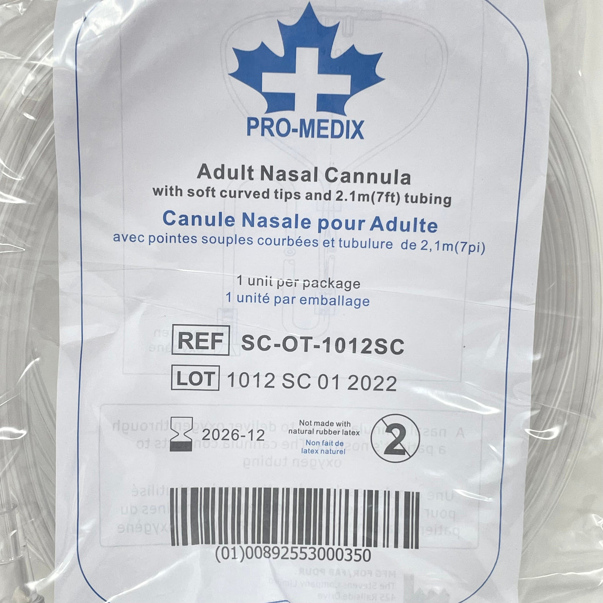 Adult Nasal Cannula 7ft Tubing | Soft Curved Tip, SureFlow™ Latex-Free-Airways-Birth Supplies Canada