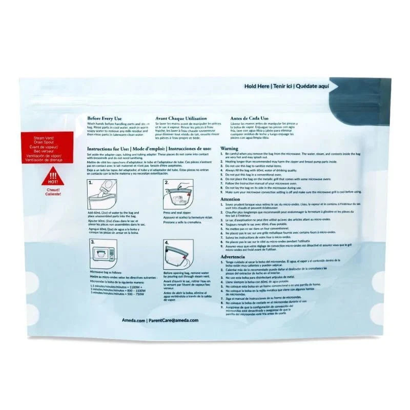 Ameda CleanEase Microwave Steam Sanitization Bags-Lactation Aids-Birth Supplies Canada
