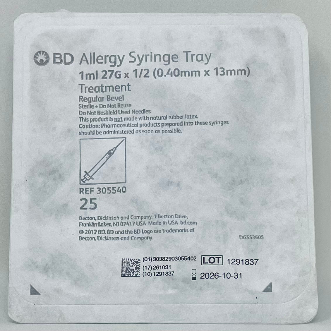 BD Allergist Tray – Pre - Assembled Allergy Syringe and Needle Set - Buy Medical Supplies Online Canada
