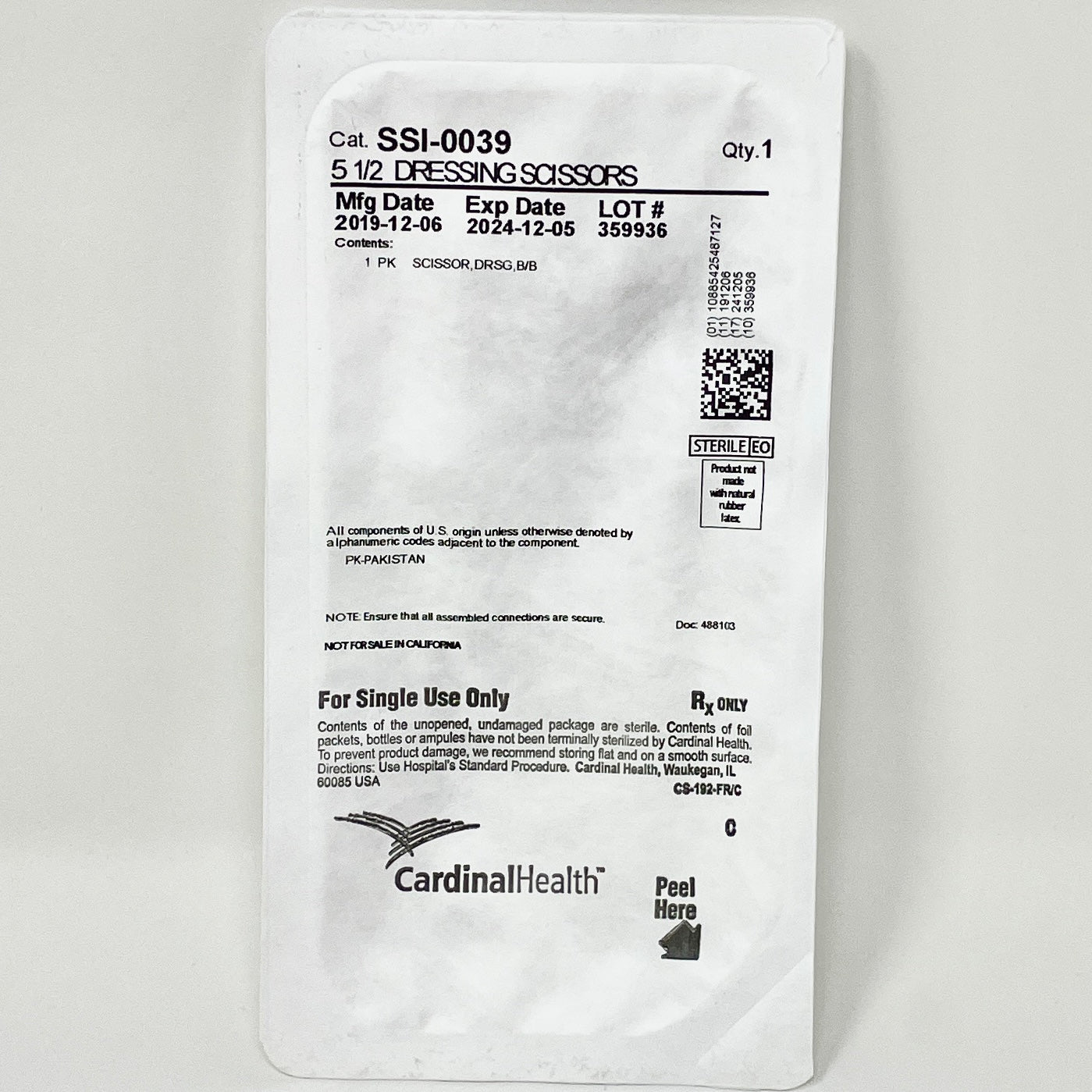 Dressing Scissors 5.5" ~ STERILE-Medical Instruments-Birth Supplies Canada