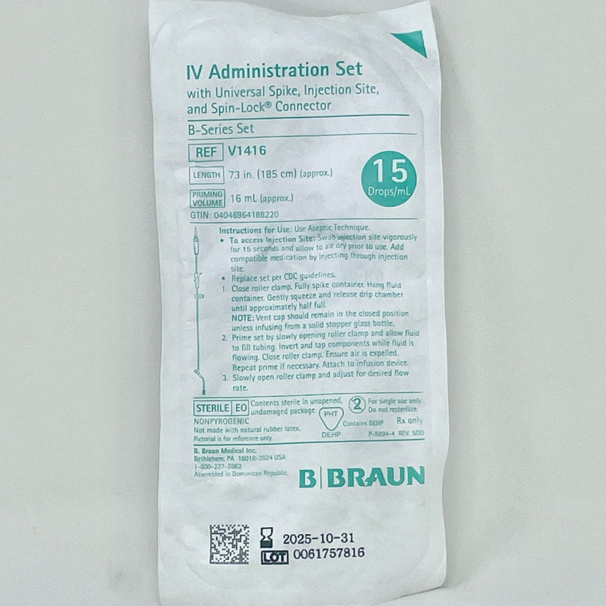Braun IV Administration Set – Basic 15 Drops/mL, 73" Tubing with Y - Site, DEHP - Free - Buy Medical Supplies Online Canada