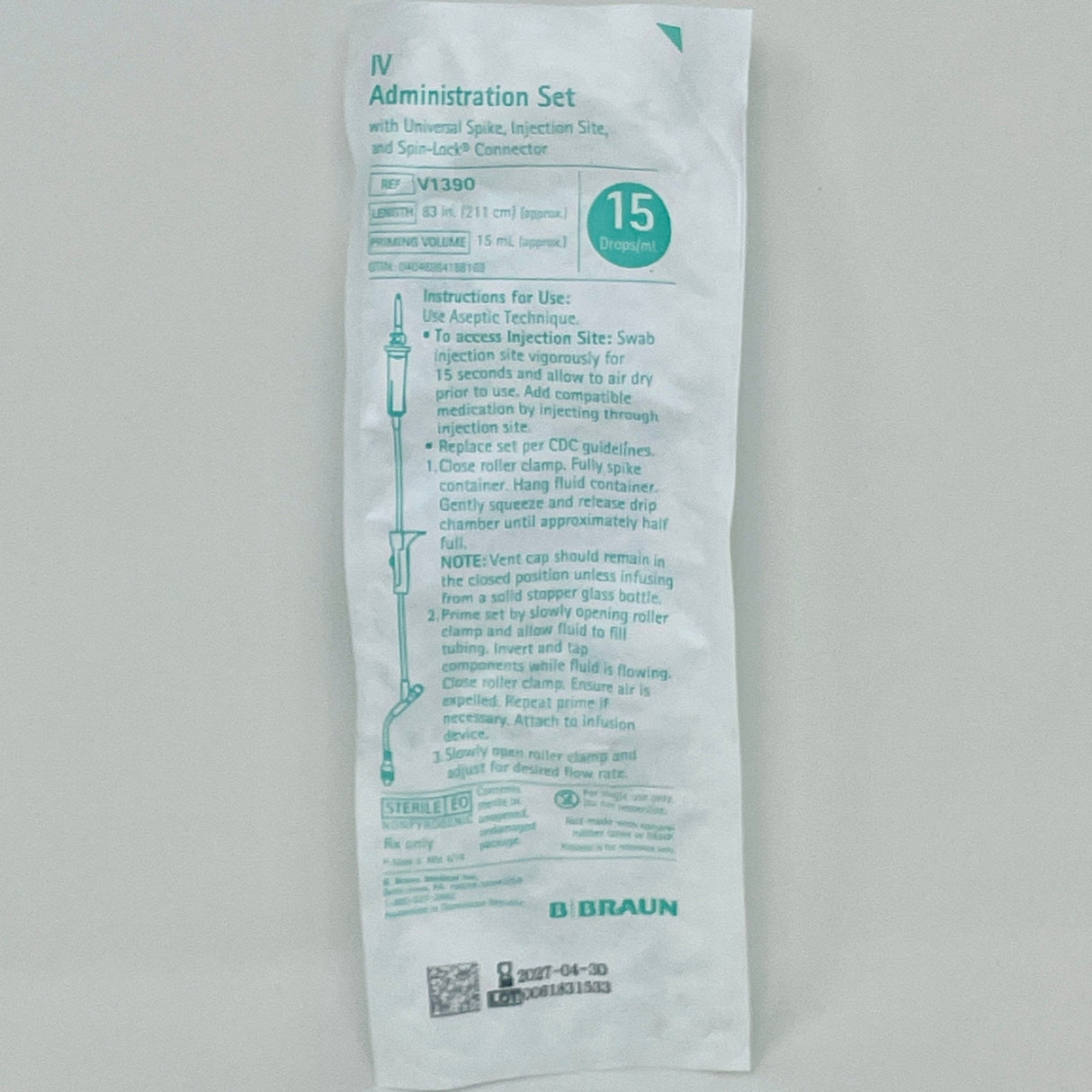 IV Gravity Admin Set, Needle-Free, 15 drops/mL, 83" – Braun-IV Supplies-Birth Supplies Canada