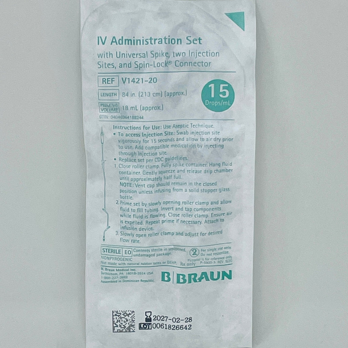 IV Gravity Admin Sets Needle-Free, 15drops/mL, 84" | Braun-IV Supplies-Birth Supplies Canada