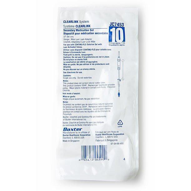 IV Secondary Medication Set | CLEARLINK 10 Drop/mL, 37″ Length-IV Supplies-Birth Supplies Canada