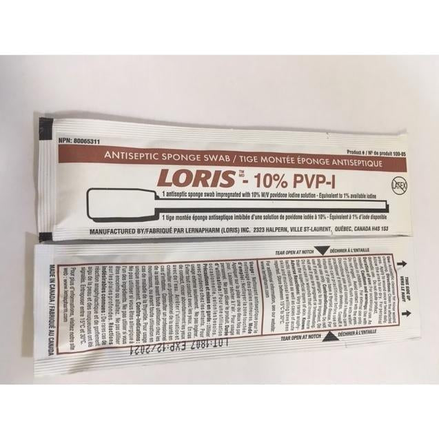 LORIS 10% Povidone Iodine (PVP-I) Swabstick-Suture Supplies-Birth Supplies Canada