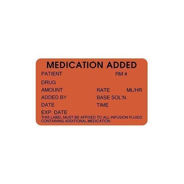 Medication Added Labels – Fluorescent-IV Supplies-Birth Supplies Canada