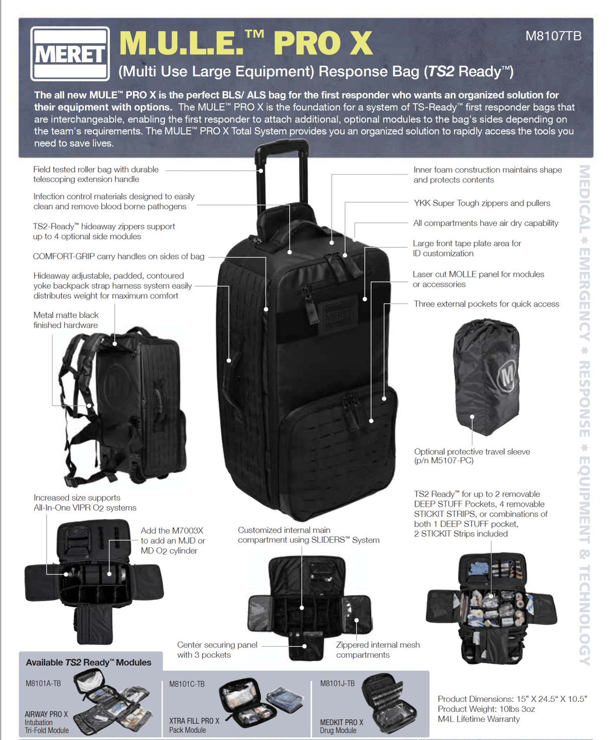 Meret M.U.L.E. PRO X Response Bag – Multi - Use EMS Equipment Bag - Buy Medical Supplies Online Canada