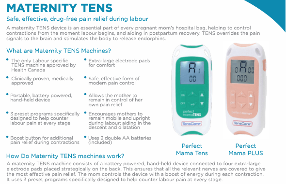 Perfect MamaPLUS Tens Machine-Medical Equipment-Birth Supplies Canada