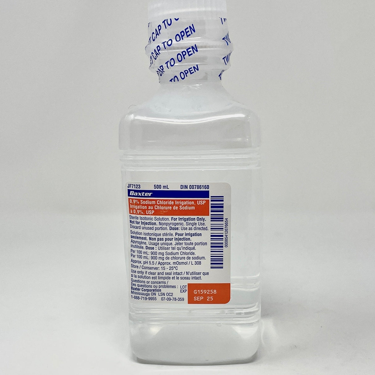 Sodium Chloride 0.9% Irrigation Solution Pour Bottle | BAXTER-IV Solutions-Birth Supplies Canada