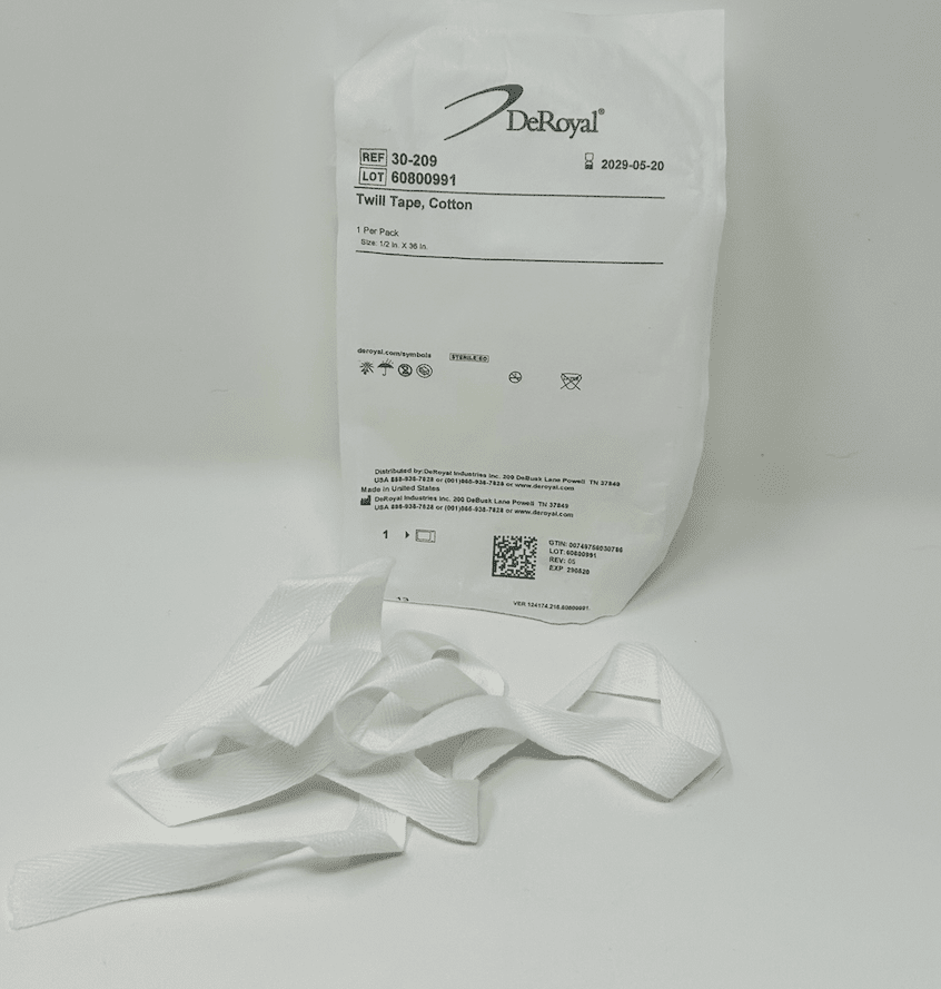 Sterile Cotton Twill Tape – ½" x 36", Flat - Buy Medical Supplies Online Canada