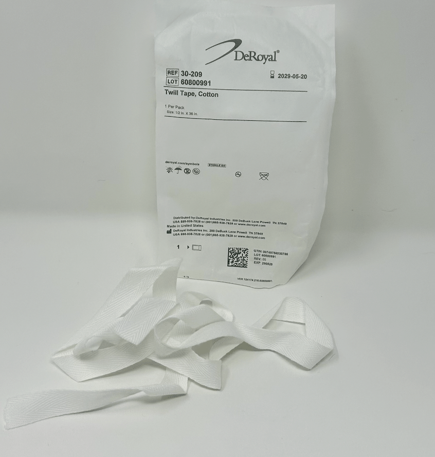 Sterile Cotton Twill Tape (1/2" x 36") | Pre-Cut-Umbilical Cord Needs-Birth Supplies Canada