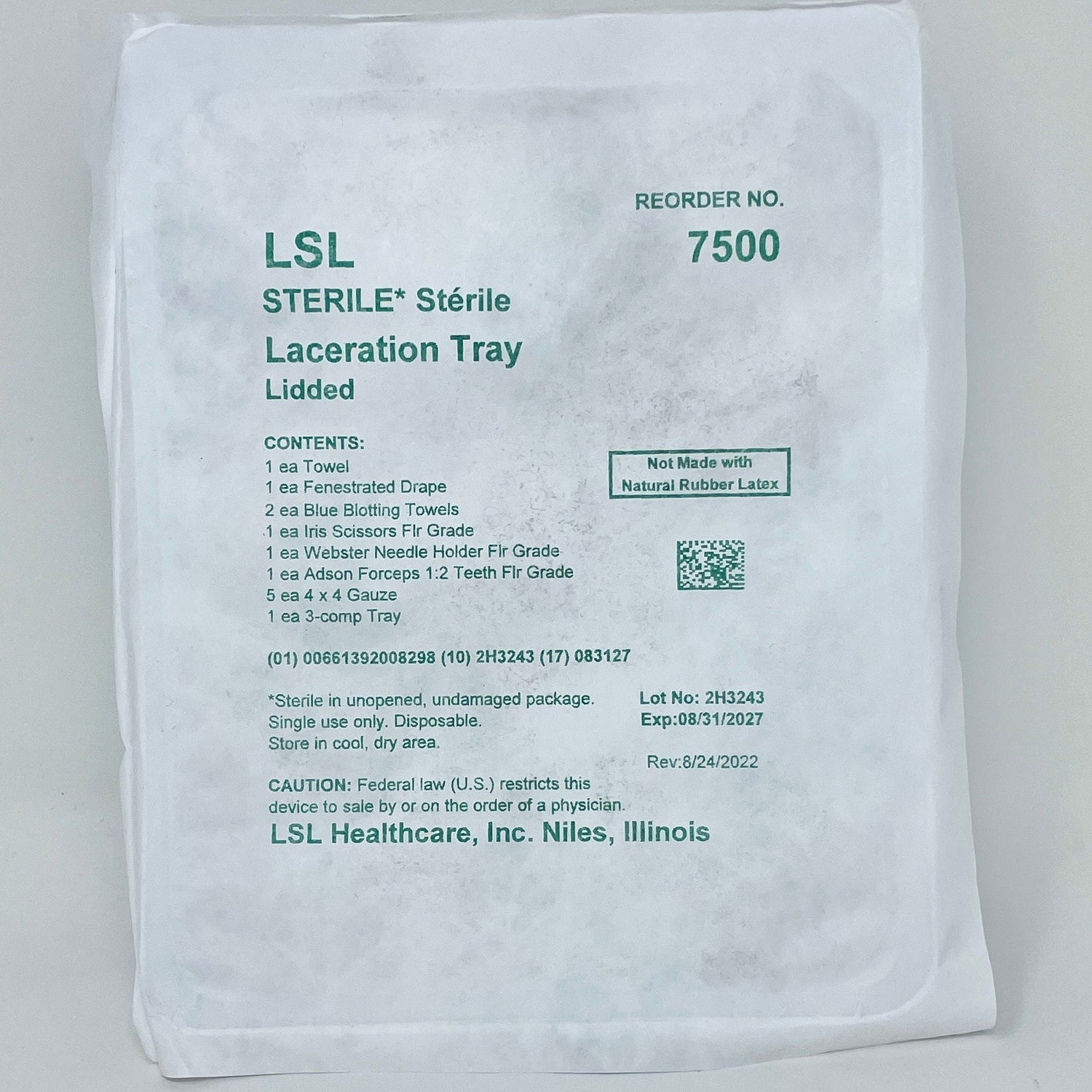 Sterile, Latex-Free Laceration Tray, Lidded-Medical Supplies-Birth Supplies Canada