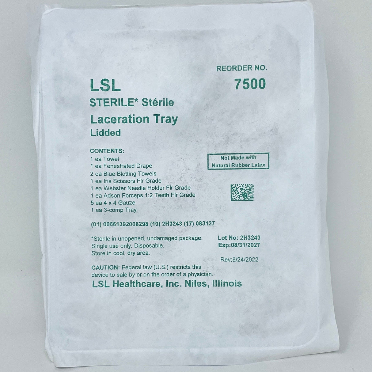 Sterile, Latex-Free Laceration Tray, Lidded-Wound Care-Birth Supplies Canada