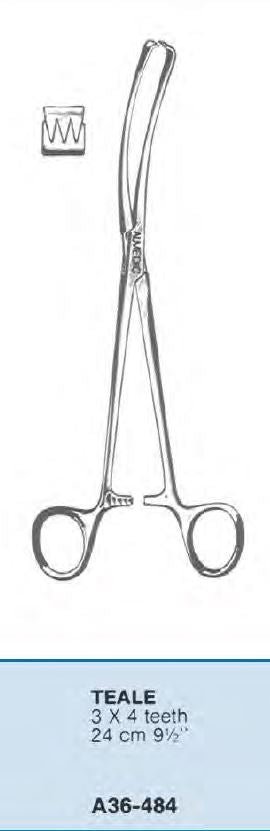 Teale Uterine Vulsellum Forceps, 24cm 9½"-Medical Instruments-Birth Supplies Canada