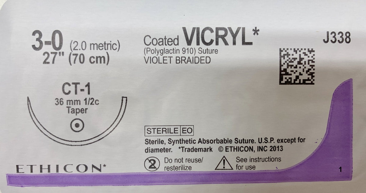 Vicryl Suture 3-0 (Met 2.0) | Sterile, Absorbable, Coated Braided Violet-Suture Supplies-Birth Supplies Canada