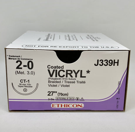 Vicryl Sutures 2-0 (Met 3.0) - Sterile, Absorbable, Coated Braided Violet-Medical Devices-Birth Supplies Canada