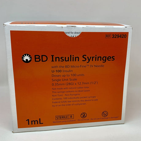 BD Insulin Syringe 1mL U - 100 with 28G x 1/2" Micro - Fine Needle - Buy Medical Supplies Online Canada