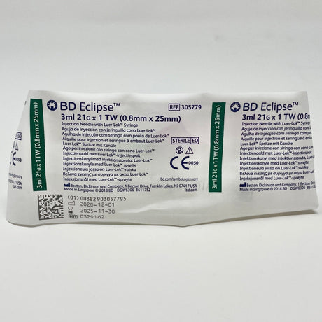 21G Needle 3mL Syringe - BD Eclipse | BD-Medical Devices-Birth Supplies Canada