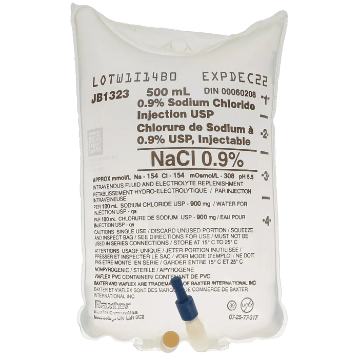 Baxter Sodium Chloride 0.9% IV Solution – 500mL (Normal Saline)