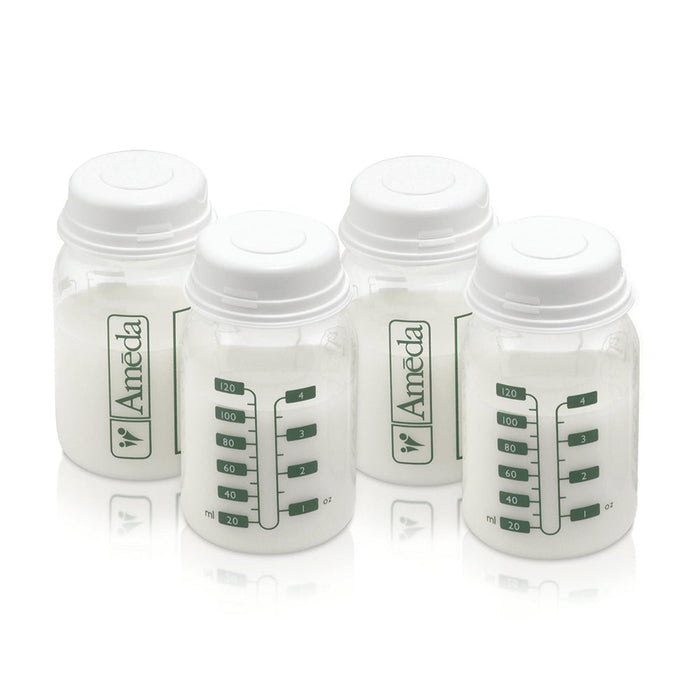 Ameda Breast Milk Storage Bottles with Lock-Tight Caps
