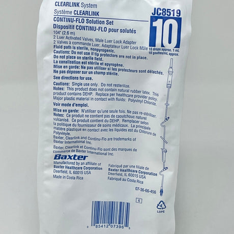 Clearlink Continu-Flo Solution Set, 2Y, LL, 105 Inch, 10DPM-Medical Devices-Birth Supplies Canada