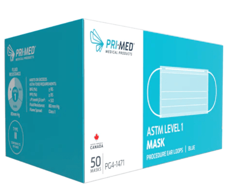 PRIMED ASTM Level 1 Disposable Face Mask | Made in Canada - Buy Medical Supplies Online Canada