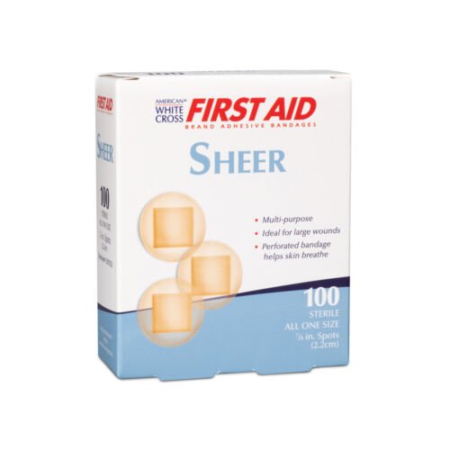 First Aid Adhesive Plastic Spot Bandages – 7/8" (2.2cm), Sheer