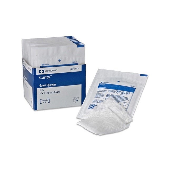 Curity Gauze Sponges – 2" x 2", Sterile 8-Ply Cotton, Individually Wrapped