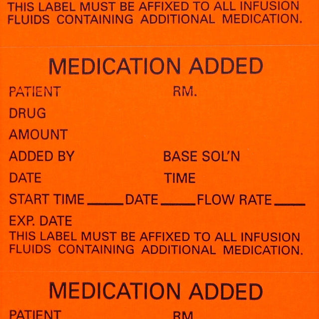 Medication Added Labels – Fluorescent Orange - Buy Medical Supplies Online Canada