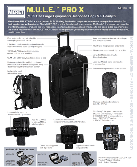 Meret M.U.L.E. PRO X Response Bag – Multi - Use EMS Equipment Bag - Buy Medical Supplies Online Canada