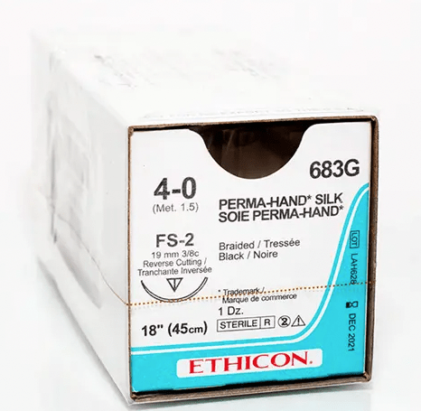 Ethicon Silk Sutures – Black Braided Non-Absorbable (C-2 Needle)