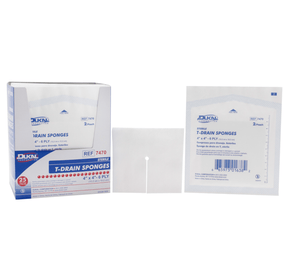 T-Drain Sponges 4" x 4" 6-Ply, Sterile-Medical Supplies-Birth Supplies Canada