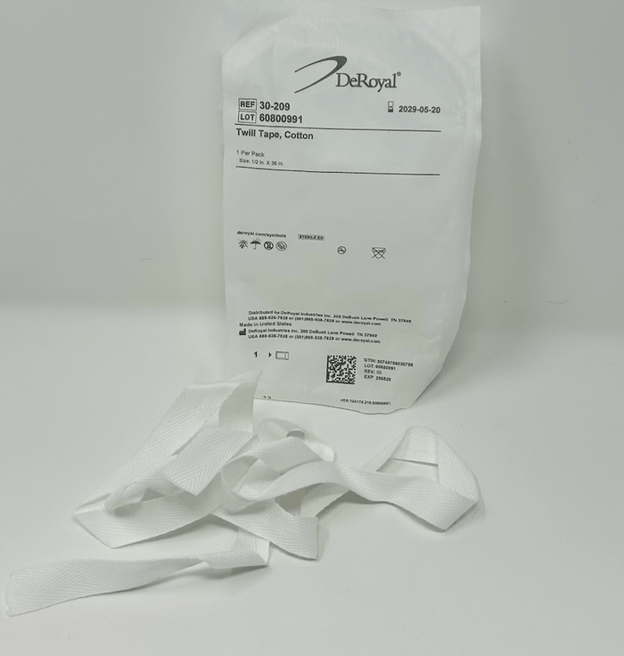 Sterile Cotton Twill Tape – ½" x 36", Flat