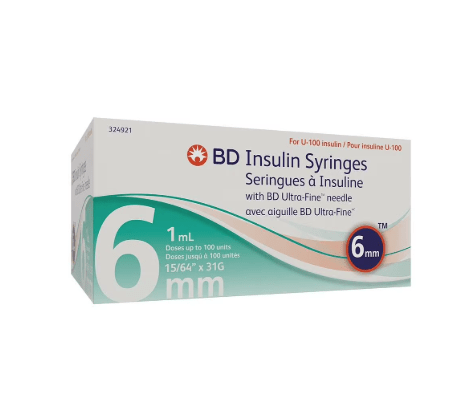 Ultra - Fine Insulin Syringe 31G × 6mm - Buy Medical Supplies Online Canada