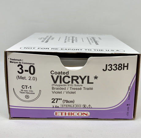 Vicryl Sutures 3 - 0 (Met 2.0) – Absorbable, Coated, Violet - Buy Medical Supplies Online Canada