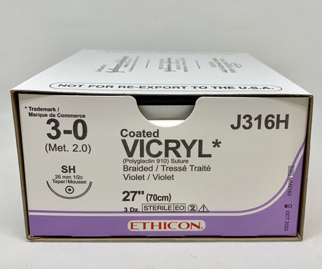 Vicryl Sutures 3-0 (Met 2.0) - Sterile, Absorbable, Coated Braided Violet-Medical Devices-Birth Supplies Canada