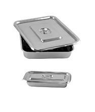 Stainless Steel Instrument Tray with Lid - 8 x 5 x 2 With Strap Handle  Cover